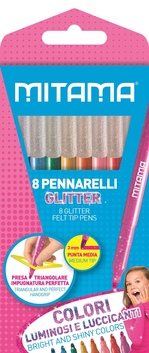Tricolor - 8 Pennarelli Super Presa Glitter [cod.62509]